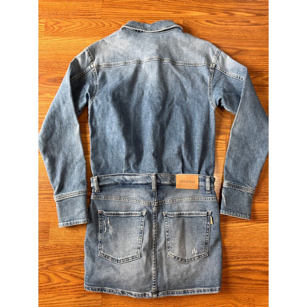 Retrofête River Blue Denim Button Front Mini Dress Designer Party XS - Picture 5 of 10